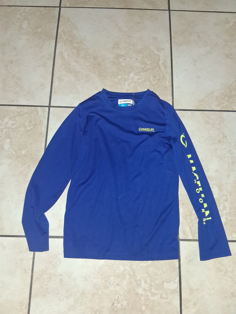 Magellan Outdoors Long-Sleeve Performance Tee  Royal Blue with Yellow Logo 10/12